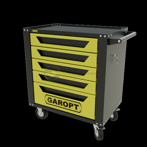 Тележка инструментальная Garopt серия Standart 5 ящиков доводчики желтая